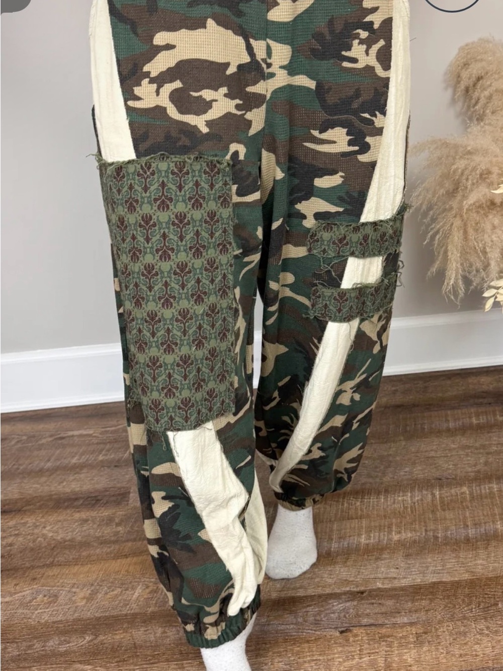 POL Camouflage Cargo Pants with Cream Panels